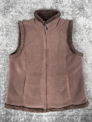Жилет Laura Scott флисовый искусственный шерпа отделка шоколадно-коричневый женский размер XL - Изображение 1 из 4