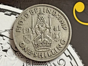 1941 George VI British Scottish Silver One Shilling Coin - Picture 1 of 2