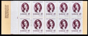Schweden, komplette Heftchenscheibe mit 6 Marken, postfrisch-1971, 45 öre, Sc. 885a, SG SB256 - Bild 1 von 2