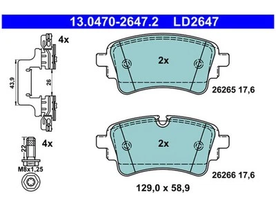 For 2020-2021 Audi A4 Quattro Brake Pad Set Rear ATE 77572SNSB DPAA Foto 1 de 2