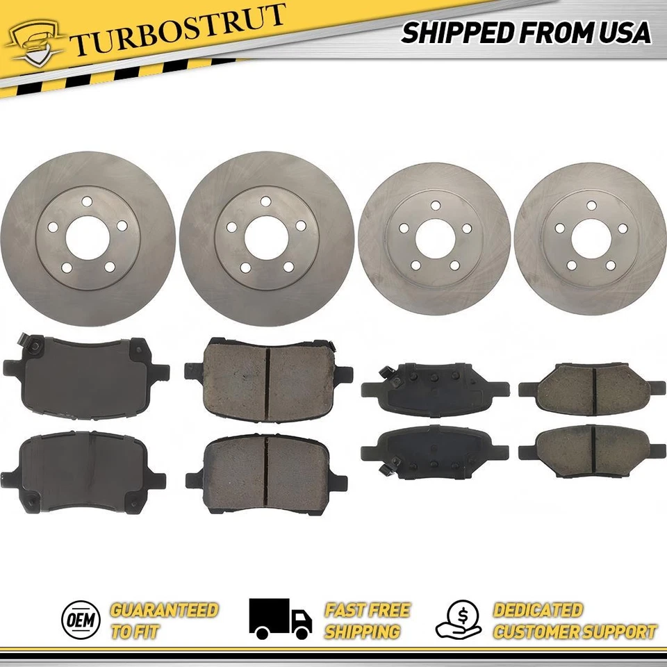 Front Rear Brake Rotors Brake Pads Kit for 2004 2006 2007 Chevrolet Malibu 2.2L - Image 1 of 1