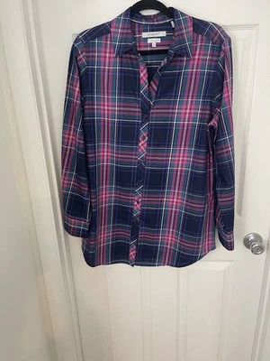Foxcroft NYC Women Size 16 Plaid Multi-Color Long Sleeve Blouse Shirt - Image 1 of 4