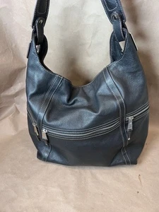 TIGNANELLO Black Pebbled Leather Hobo Handbag Purse Bag EUC - Picture 1 of 12