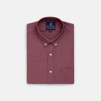 Wool& Prince 210 Button Down $168 MSRP Men’s Size L Slim Fit Burgundy Oxford - Image 1 of 4