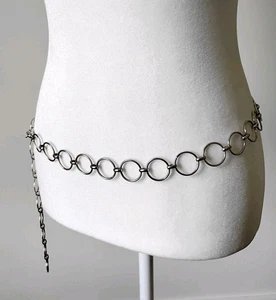 Vintage Chain Belt 42" O Ring Link Silvertone Metal - Picture 1 of 3