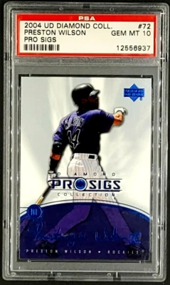 2004 UD Upper Deck Diamond Collection Pro Sigs #72 Preston Wilson PSA 10 POP 1 - Image 1 of 4