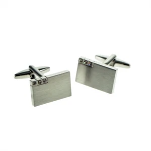 Gemelli design 3 cristalli finitura metallo spazzolato satinato liscio 19mm x 12mm X2N292 - Foto 1 di 2