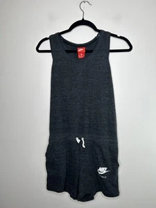 Nike Girls Romper Jumpsuit Sportswear Gray Black Pockets Stretch Size XL - Picture 1 of 11
