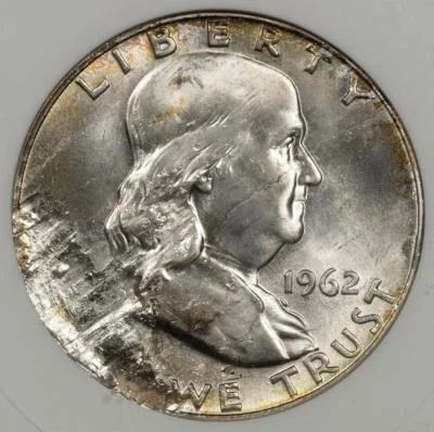 1962 D ANACS MS63 Struck On A Defective Planchet  Silver Half Dollar Mint Error - Image 1 of 4