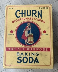 Hulman Co Churn Baking Soda Box Pre 1920 Now Clabber Girl - Picture 1 of 12