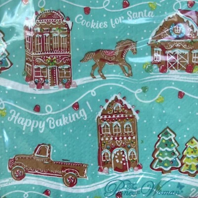 Servilletas de papel para invitados de pueblo de pan de jengibre mujer pionera de Navidad 24 Cnt 2 capas Foto 1 de 4