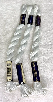 3 MINT Anchor Perle Pearl Cotton #1037 White/Blue Embroidery Floss Vintage Skein - Image 1 of 3