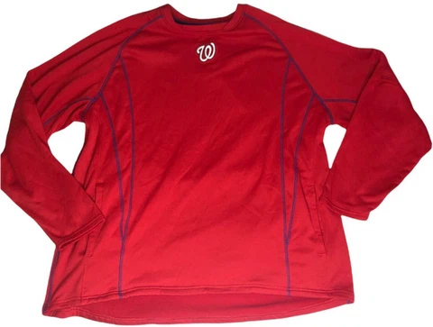 Washington Nationals Majestic Long Sleeve Sweater Red Men's (Size: 2XL) Cover