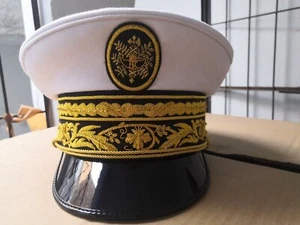 CAPPELLO VISIERA NAVY FRANCESE PEAK CAP DIRETTORE NAZIONALE LINGOTTI RICAMATO A MANO - Foto 1 di 5