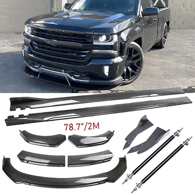 Carbon Fiber Front Bumper Lip Rear Splitter Spoiler Side Skirt For Chevy Silvera Foto 1 de 4