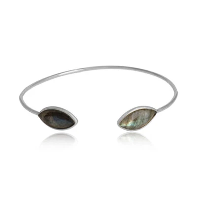 Labradorite Gemstone 925 Sterling Silver Designer Cuff Bangle Bracelet - Image 1 of 3