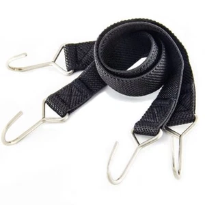 48 inch Black Heavy Duty Flat Bungee Cord Elastic Strap Hooks Tie Down Cargo - Picture 1 of 8