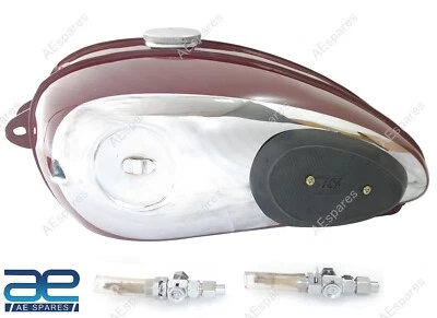 适用于 BSA C10 C11 C12 C11G 250 PLUNGER MAROON & CHROME &KNEE PAD PETROL TANK ECs — 第 1/4 张图片