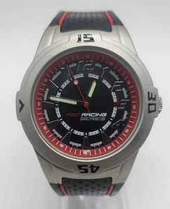 Red Racing Team Men's Wristwatch Rubber Wristband Rotating Bezel Black/Red Rare - Picture 1 of 4