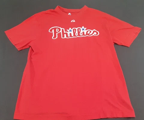 Chase Utley Jersey T Shirt Sz Large Mens Red Philadelphia Phillies MLB #26 Cover