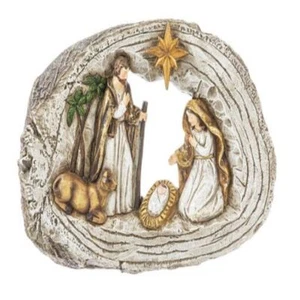 Ganz Nativity Scene Log Look Figurine Wood Brown 8 by 5.5 inches - Picture 1 of 1