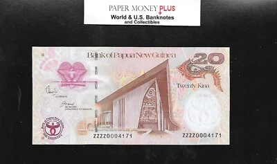 巴布亚新几内亚 20 KINA P-36 2008 "REPLACEMENT ZZZ" 纪念低 ser. UNC — 第 1/2 张图片