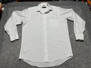 Donald J Trump White Button Up Collar PinStripes Long Sleeve 16 34/35 Shirt Lrg - Picture 1 of 12