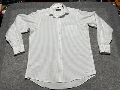 Donald J Trump White Button Up Collar PinStripes Long Sleeve 16 34/35 Shirt Lrg - Image 1 of 4