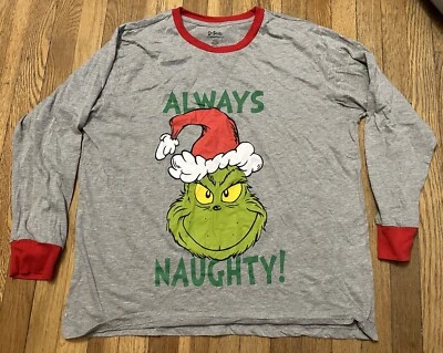 Dr. Seuss T shirt Women XL Extra Large Long Sleeve Grinch Always Naughty Tee - Image 1 of 2