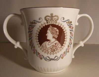 Queen Mother 80th Birthday Cup Royal Doulton Loving Cup Vintage Collectors - Image 1 of 4