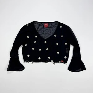 Vintage Miss Sixty Pullover Top Netz Bluse Baumwolle schwarz Archive Coins Y2K Gr. S - Bild 1 von 21