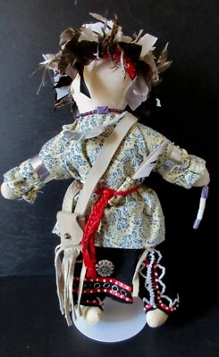 Iroquois man doll: Traditional dress/gustoweh headdress c/1880 - PSt John-Mohawk - Image 1 of 4