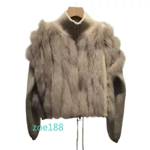 Damen Echt Fuchspelz Pullover Kurz Strickjacke Jacke Strick Wollpullover Gr. - Bild 1 von 27