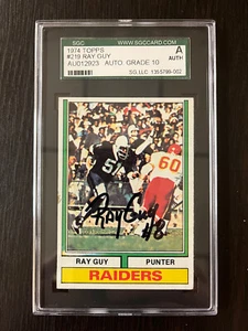 RAY GUY 1974 TOPPS #219 ROOKIE SGC AUTOGRAPH AUTO GRADE 10! CENTERED! - Picture 1 of 2