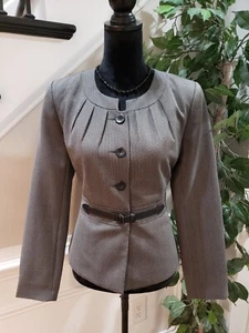 Isabella Women Gray 100% Polyester Long Sleeve Button Front & Belt Jacket Size 8 - Picture 1 of 12