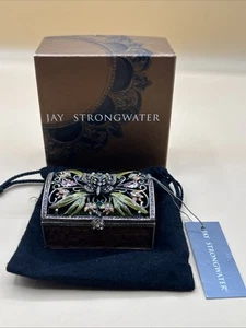 Jay Strongwater Butterfly Enamel Swarovski Jewelry Crystal Trinket Box - Picture 1 of 13