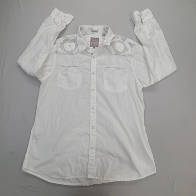 Guess Button Up Shirt Mens Extra Extra Large White Slim Fit Paisley Casual Dress - Image 1 of 4