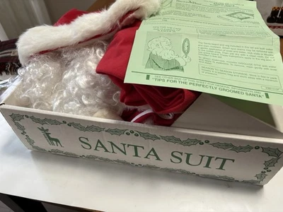 Santa Claus Suit 10 Pc. ‘Santa’s Best’-Belt Wig Hair Boots Hat Top Pants Gloves - Image 1 of 4