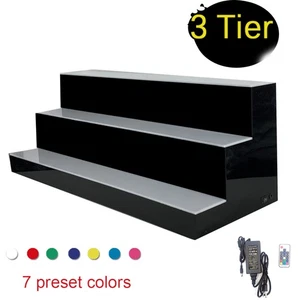 31" 3-Tiers Liquor Shelf LED Lighted Bottle Shelves Illuminated Home Bar - Picture 1 of 12