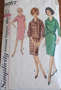 Vtg 1960s Simplicity 5057 Day Office Dress Blouse Skirt SEWING PATTERN 14 - Picture 1 of 5