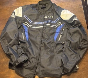 Chaqueta de Motocicleta Alpha Para Hombre Grande Negra Acolchada Blindada Motociclista Crucero Cremallera - Imagen 1 de 7
