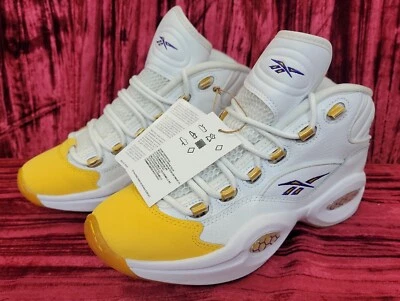 Reebok Question Mid Yellow Toe Lakers GS Shoes Size 5.5 Sneakers Women 7 FX4286 - Image 1 of 4