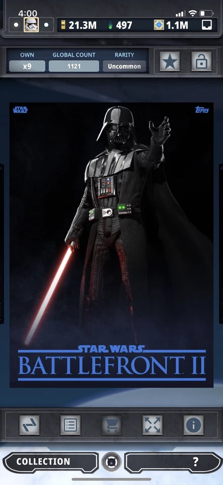 Topps Star Wars Digital Card Trader Blue Battlefront 2 Darth Vader Insert Award - Image 1 of 1