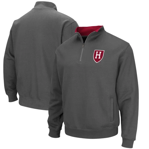 Men's Colosseum Charcoal Harvard Crimson Tortugas Team Logo Quarter-Zip Jacket Cover