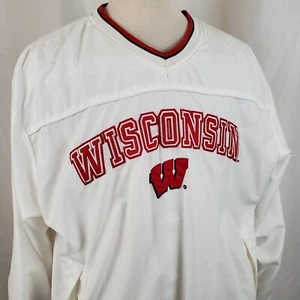 Wisconsin Badgers Windbreaker Jacket Pullover Mens Large Sewn Lettering, Bucky - Picture 1 of 9