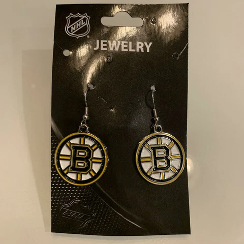 Boston Bruins NHL Hockey Dangle Hook Earrings Brand New & Sealed SHIPS TODAY Cover