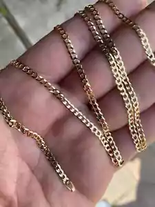 Collar delgado de cadena de eslabones cubanos Miami de oro amarillo sólido de 14k para hombre o mujer 16-28 - Imagen 1 de 11