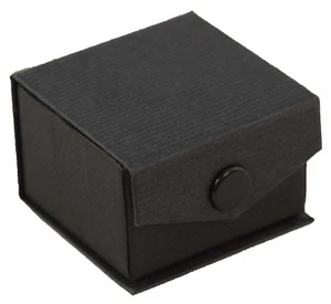 Black Press Stud Closure Earring Boxes - Black Pad Insert - Slits for Earrings - Picture 1 of 6