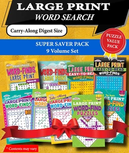 KAPPA Super Saver LARGE PRINT Word Search Puzzle Pack-Set of 9 Carry-Along Diges - Picture 1 of 12
