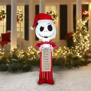 Jack Skellington Christmas Inflatable 5.5' w/ Wish List Santa Light Up LED NEW - Picture 1 of 5